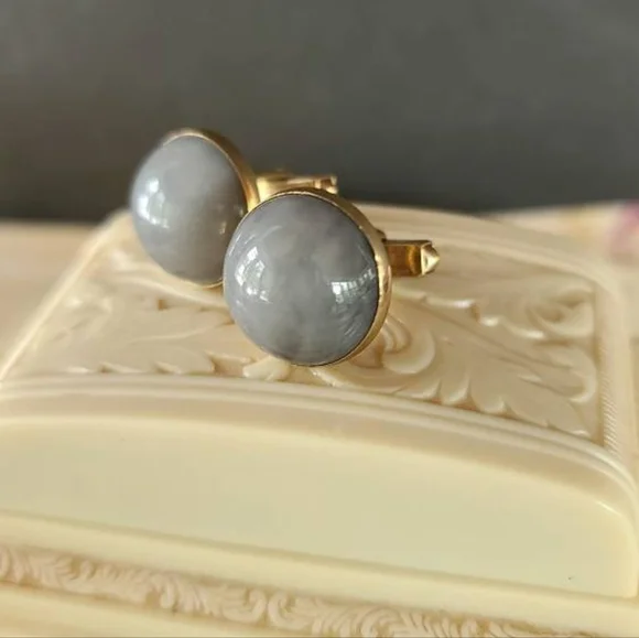 Swank Gray Cabochon Cufflinks - Picture 3 of 10